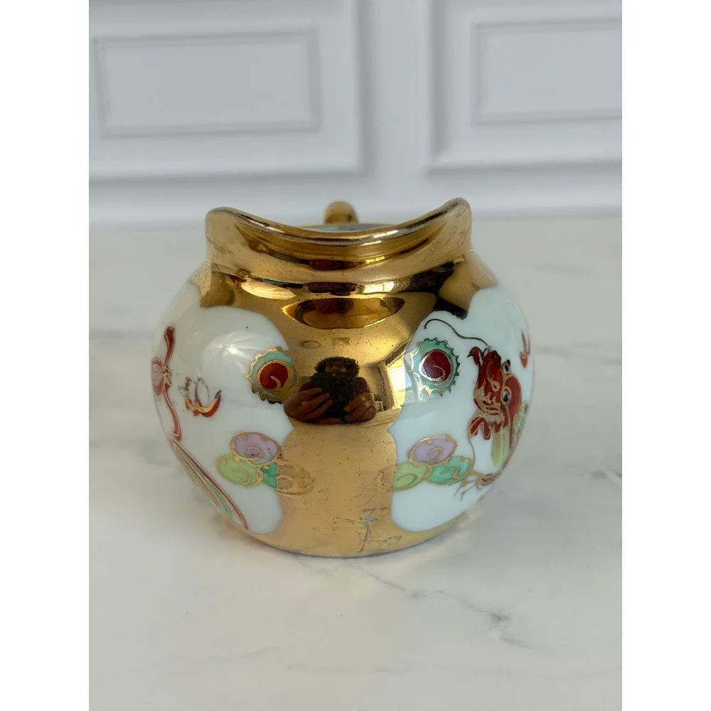 VTG Asian DragonWare and Phoenix 22K Gilded Sugar and Creamer